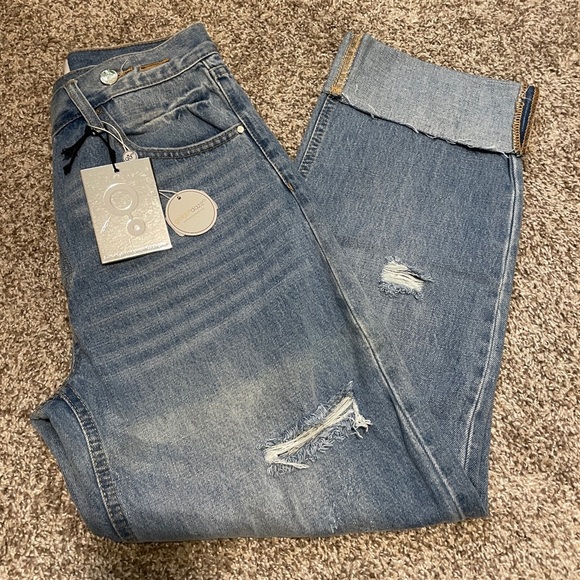 Insane Gene | Asymmetrical Button High-Waisted Distressed Jeans | 5/26 NWT - Picture 6 of 9